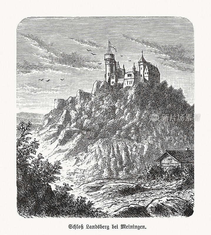 Schloss Landsberg (Meiningen)，图林根，德国，木刻，1893年出版